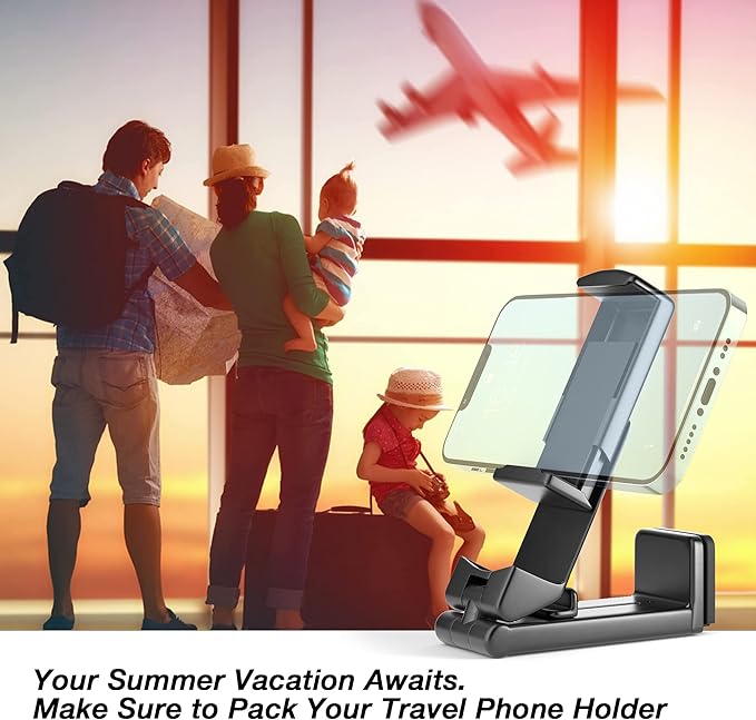 Perilogics Airplane Phone Holder Mount Universal in Flight Hands Free Viewing with Multi-Directional Dual 360 Degree Rotation (Black/Pink)