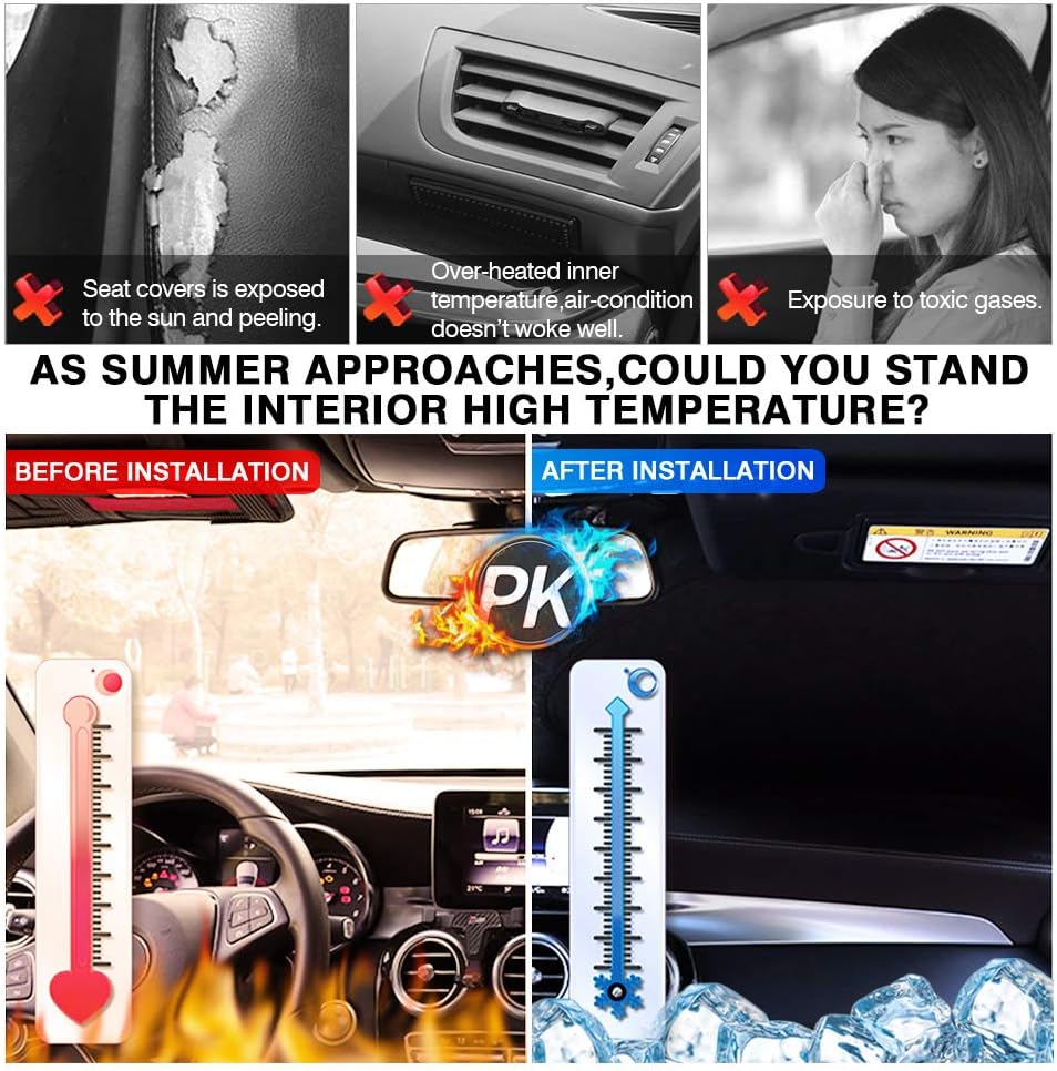 KUST Windshield Sun Shade for Volkswagen Atlas Accessories 2018-2024 2025 VW Atlas Cross Sport Sunshade Foldable Sun Visor Protector Blocks UV Rays Keep Your Car Cooler
