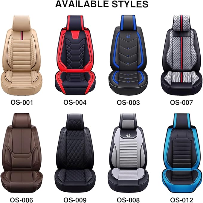 OASIS AUTO Car Seat Covers Full Set Premium Waterproof Faux Leather Cushion Universal Accessories Fit SUV Truck Sedan Automotive Vehicle Auto Interior Protector (OS-001 Brown)