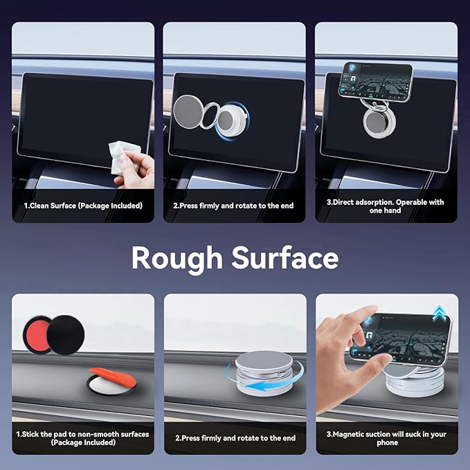 Upgraded 360° Nano Gel Vacuum Magnetic Car Phone Holder Ultra Strong Suction Magnetic Force for MagSafe, iPhone Air 17 16 15 14 13 12 , Foldable Retractable Mount for Car/Dashboard/Gym/Mirror