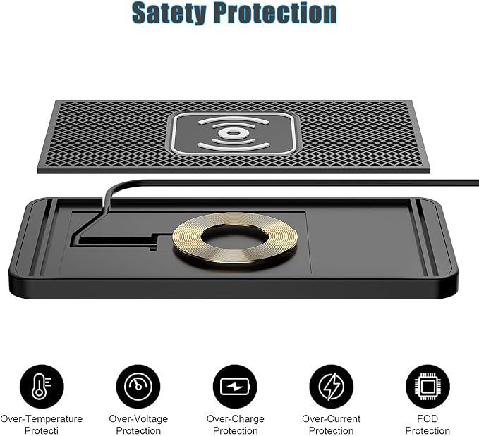 Wireless Charging Pad for Car for Honda Accord 2008-2012-pr, 15W Fast Wireless Charger Mat Non-Slip Silicone Car Center Console Phone Charging Pad,A/15W-Type-c