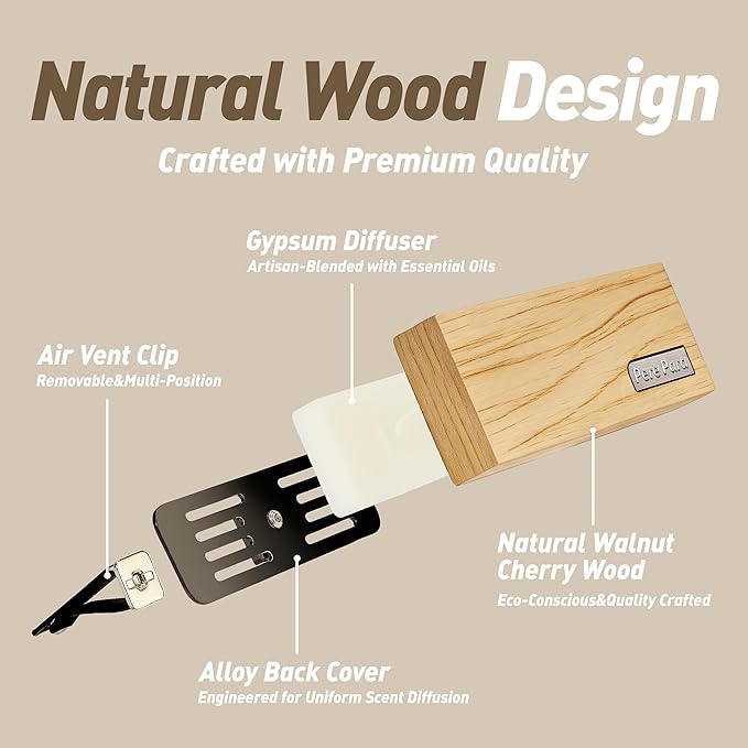 4 Packs Citrus Scented Natural Wood Vent Clips,【Brighten Cabin Mood】 Odor Refresh Car Scents Air Freshener Refills, Long Lasting Fragrance Diffuser, SUV Essentials Gift for Women