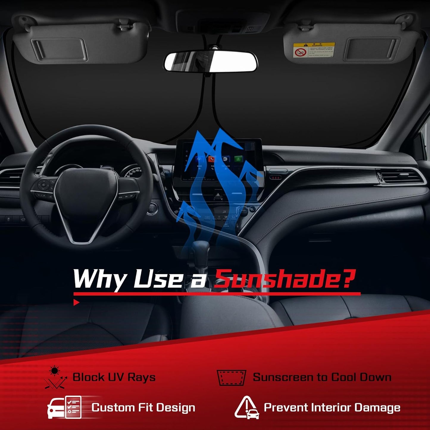 ARISMOTOR Windshield Sun Shade for N-issan Murano 2015-2024, Custom Fit Foldable Front Window Sunshade Sun Visor Protector, Block UV Rays Keep Your Car Cooler