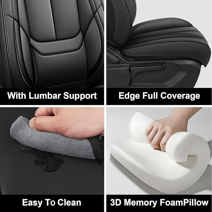 Fit for 98% of Mercedes Benz Car Seat Covers, Premium Nappa Leather Seat Cover, Fully Wrapped Protect Modern Style Seat Cover (2-Seat Standard, Classic Black)