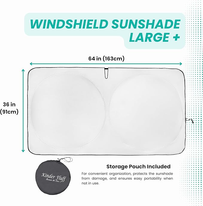 Windshield Sun Shade -Certified 99.87% UVB & 99.02% UVA Car Sun Shade. Award Winning Sunshade - Patented Technology | Compatible for Audi Q7 (2007-2015) | Car Shades by Kinder Fluff