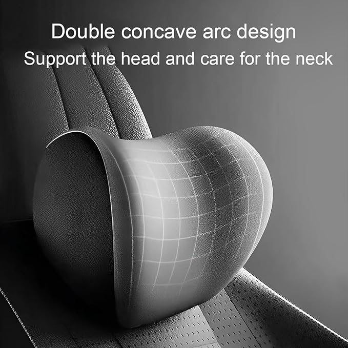 New Car Headrest & Lumbar Support Cushion for Hyundai Santa Fe 2001-2024, Ergonomic Memory Foam Seat Headrest Neck Rest Cushion Breathable Removable Cover for Neck Back Relief,A/Black
