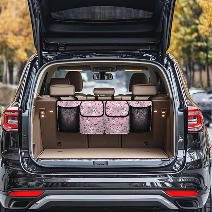 Christmas Snowman Car Trunk Organizer Hanging Auto Back Seat Storage with 4 Pockets Car Interior Accessories for SUV MPV Hatchback Crossover Minivan Truck