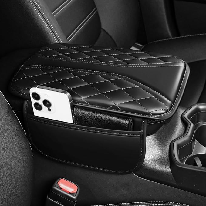 Center Console Cover Fit for RAV4 Scratch & Wear Resistant Waterproof Middle Console Cover with 2 Storage Bags(Black)