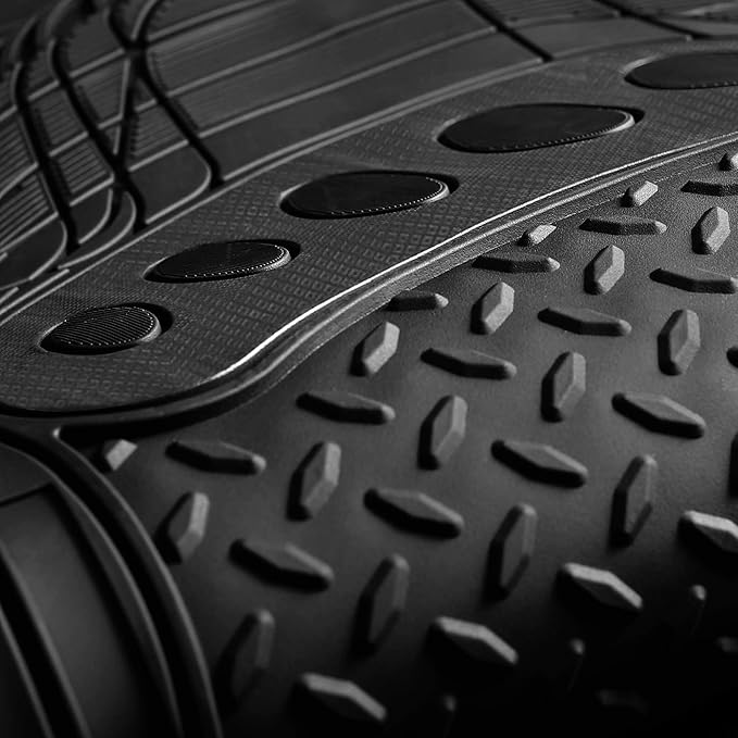 FH Group Automotive Floor Mats - Heavy-Duty Footprint Design Rubber Floor Mats for Cars, Universal Fit Full Set, Climaproof Floor Mats, Trimmable Floor Mats for Most Sedan, SUV, Truck Floor Mats Red