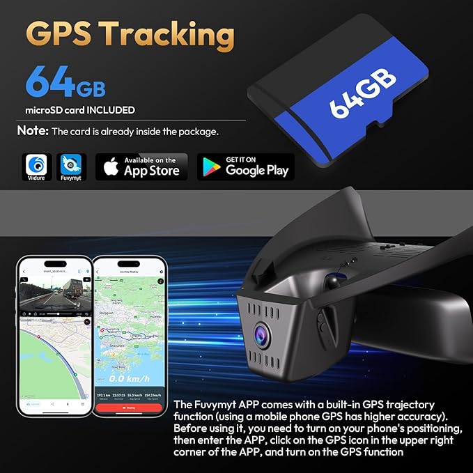 Front 4K Dash Cam for 2022 2023 2024 2025 Toyota RAV4 Hybrid LE Limited SE Adventure XLE XSE (Model B)(with Vent Hole),OEM-Style,Loop Recording,Easy Installation,WiFi & App,64G Card