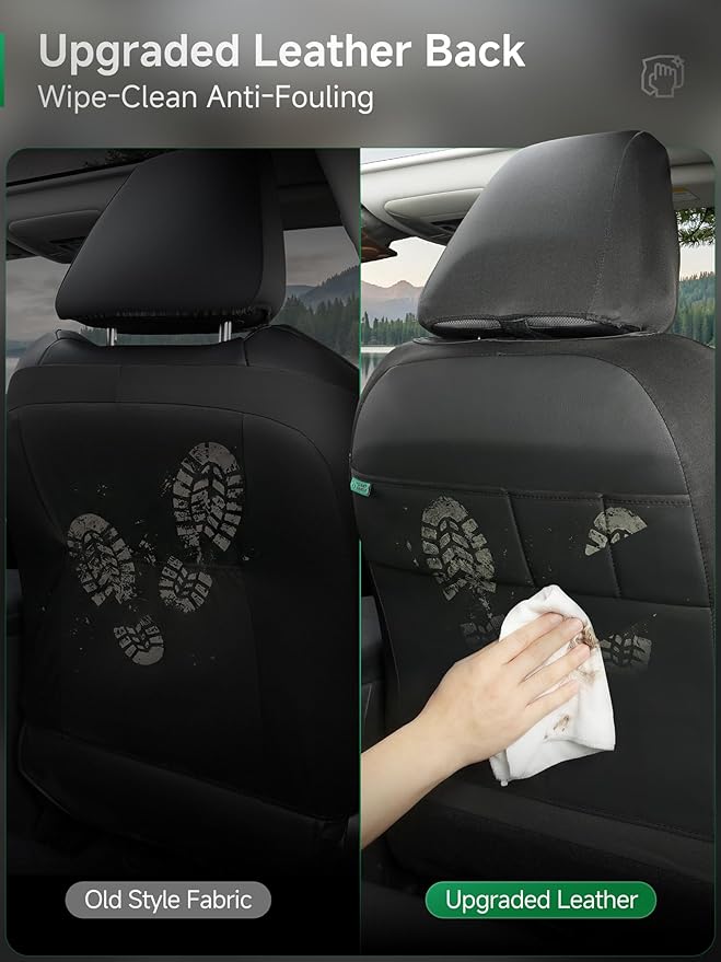 GIANT PANDA Air Cool Mesh Truck Car Seat Cover Custom Fit Ford F150 2009-2026,2017-2026 F250 F350 Super Duty Crew Cab SuperCrew SuperCab,Breathable Cooling,with Leather Back Pannel(Black