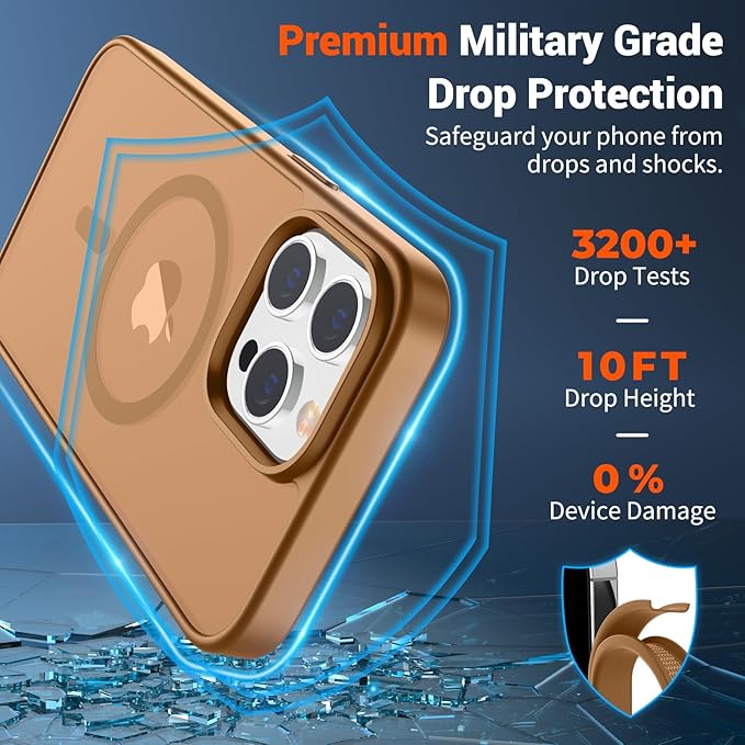 SUPFINE Magnetic for iPhone 13 Pro Case (Compatible with MagSafe) (Military Grade Drop Protection) Slim Translucent Matte Shockproof with Anti-Fingerprint Phone Case,Brown