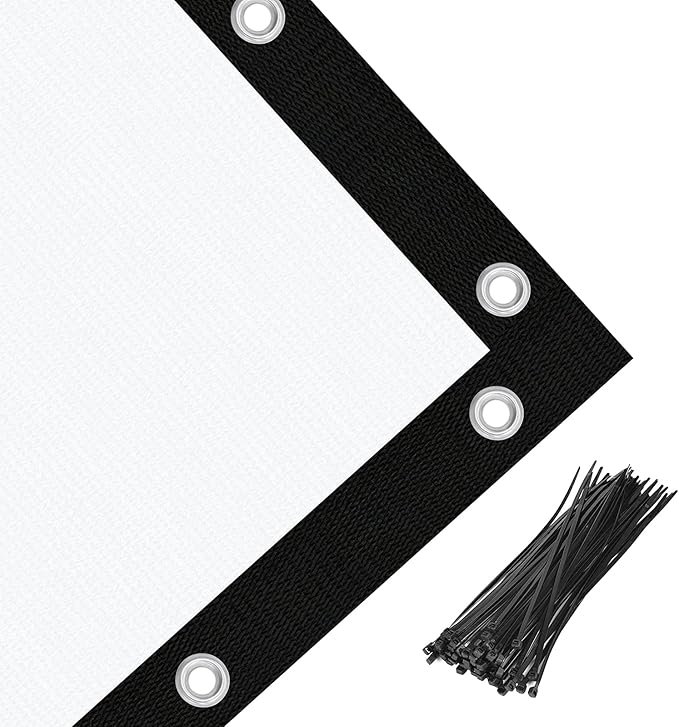 Amagenix 90% Pergola Shade Cover 10' X 10' Sun Shade Cloth with Grommets for Outdoor Garden Patio Porch, Commercial Grade 200 GSM - Cable Zip Ties Included (We Customized) GN108, White