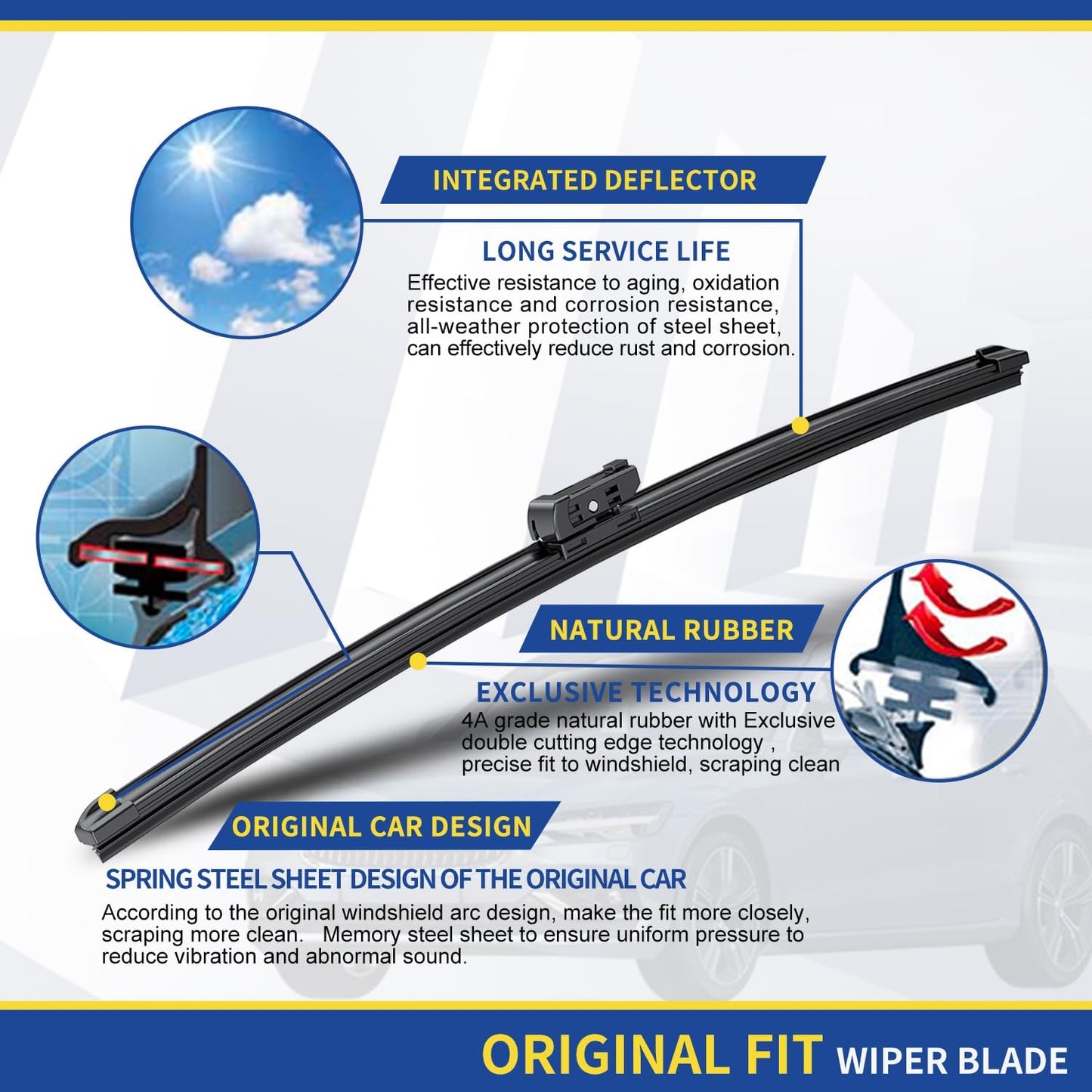 3 Wipers Factory Replacement For 2016 2017 2018 2019 2020 2021 2022 Lexus RX350 RX450h Original Equipment Windshield Wiper Blades Set 26"+21"+16" (Set of 3)