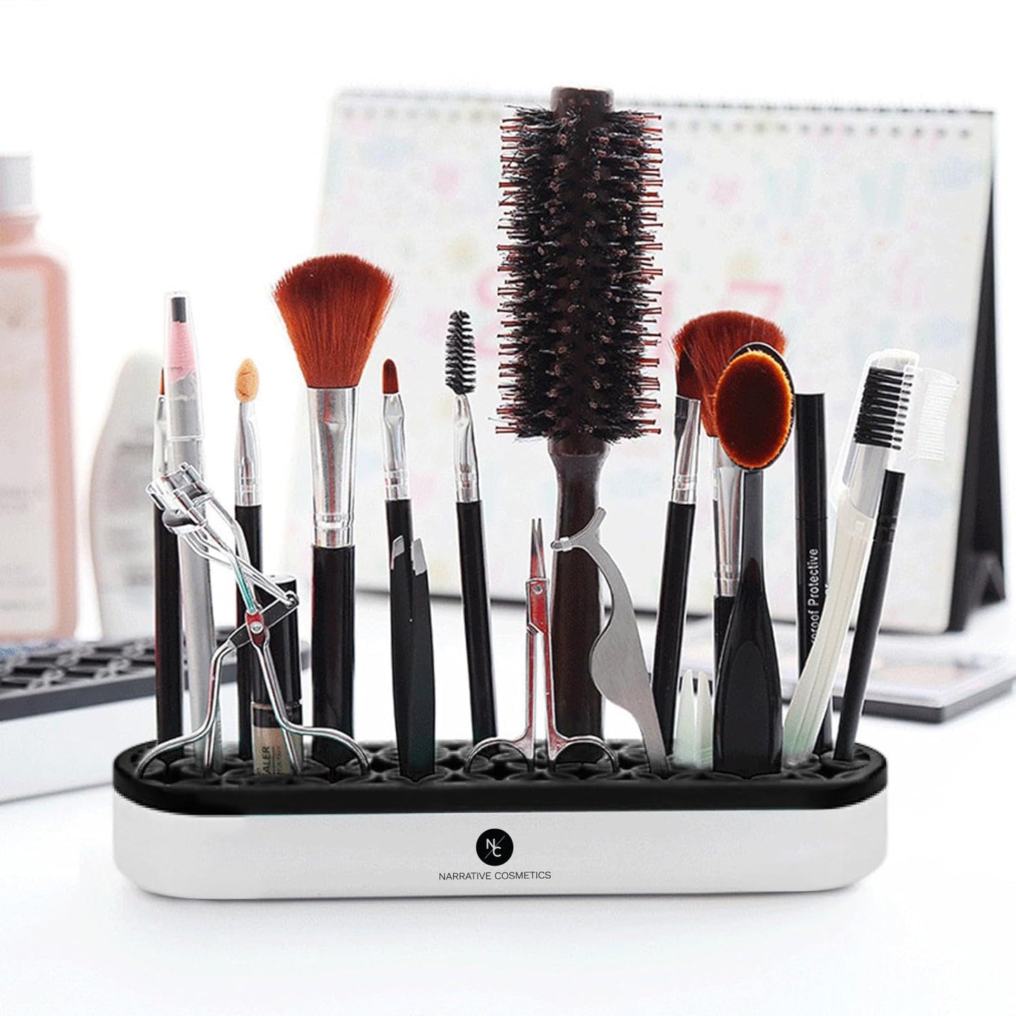Upright Silicone Brush Holder with Round Corners - Black