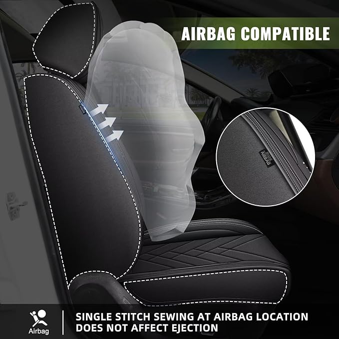 AOMSAZTO Car Seat Covers Fit for Acura TL 2004-2014: Full Set Premium Seat Covers Waterproof Leather Automotive Seat Cushion Protector Compatible with Airbag(5 Seats, Black)
