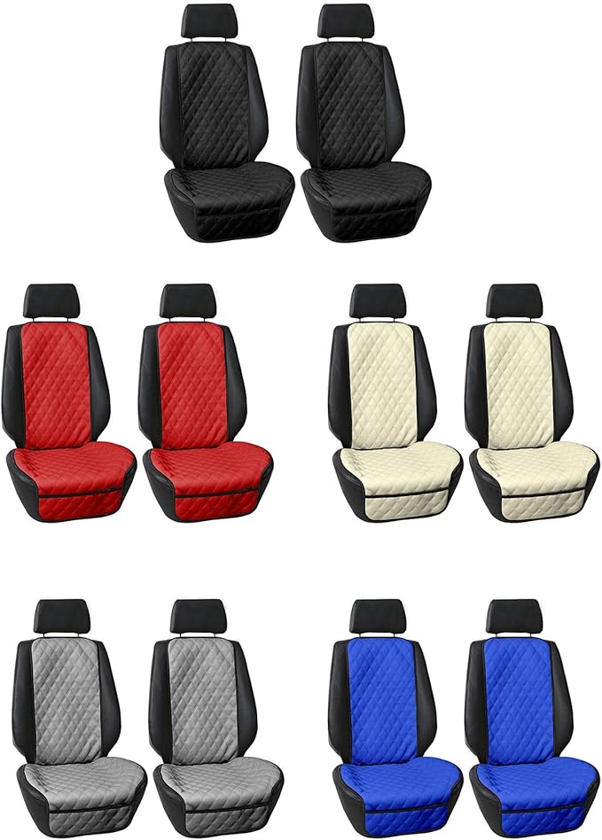 FH Group Car Seat Cushion – Faux Leather Single Front Seat Cover with Front Pockets, Airbag Compatible, Universal Fit Car Seat Cushion for Driver or Passenger Seat, SUV, Truck, Sedan & Van – Black