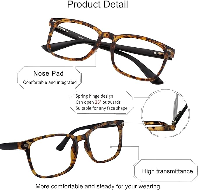 YEIN Bifocal Reading Glasses with Blue Light Blocking Lenses, Bifocal Reader for Women and Men, Vintage Square frame with Spring Hinge (+0.50/+2.50 magnification)