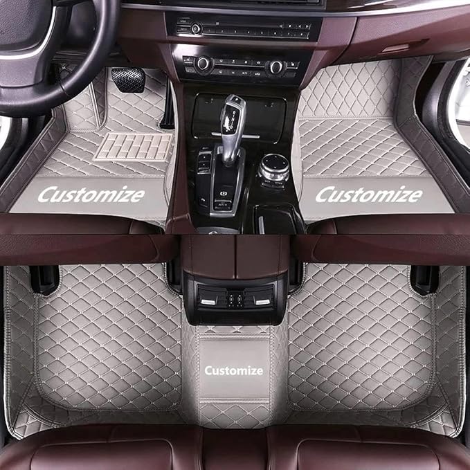 Custom Making Car Floor Mats Compatible for 2000-2025 All Mode Sedan SUV Sports Car Full Coverage Cute Pads Protection Non-Slip Leather Floor Liners (Gray)