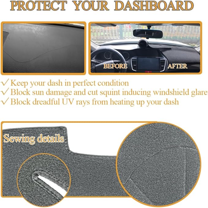 Dash Cover Mat Custom Fit for Ford F150 F250 Expedition F150 Heritage 1997 1998 1999 2000 2001 2002 2003 w/o Climate Sensor w/o Light Sensor, Dashboard Cap Pad Carpet Protector (97-03 dark gray)J61