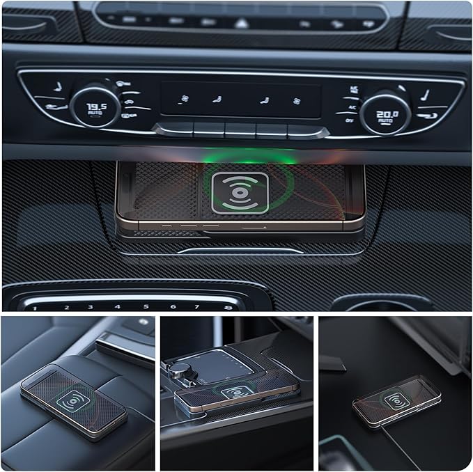 Wireless Charging Pad for Car for VW Tiguan L/Tiguan X 2017-2021 2022 2023-pr, 20W Fast Qi Car Ultra-Slim Wireless Charger Mat Non-Slip Silicone Dashboard Charging Pad,USB