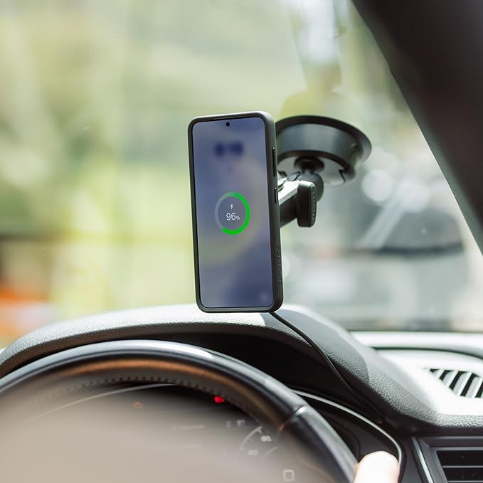 Quad Lock Heavy Duty Suction Car Phone Mount with MAG Phone Case and MAG Wireless Charging Head for iPhone 12 mini