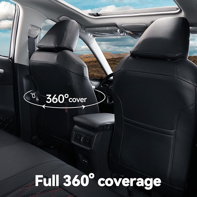 coverdream 2026 Rav4 Seat Covers Custom Fit for 2026 Toyota Rav4 Hybrid (SE,XSE) & PHEV GR Sport SUV,Full Set Luxury Waterproof Leather Car Seat Protector