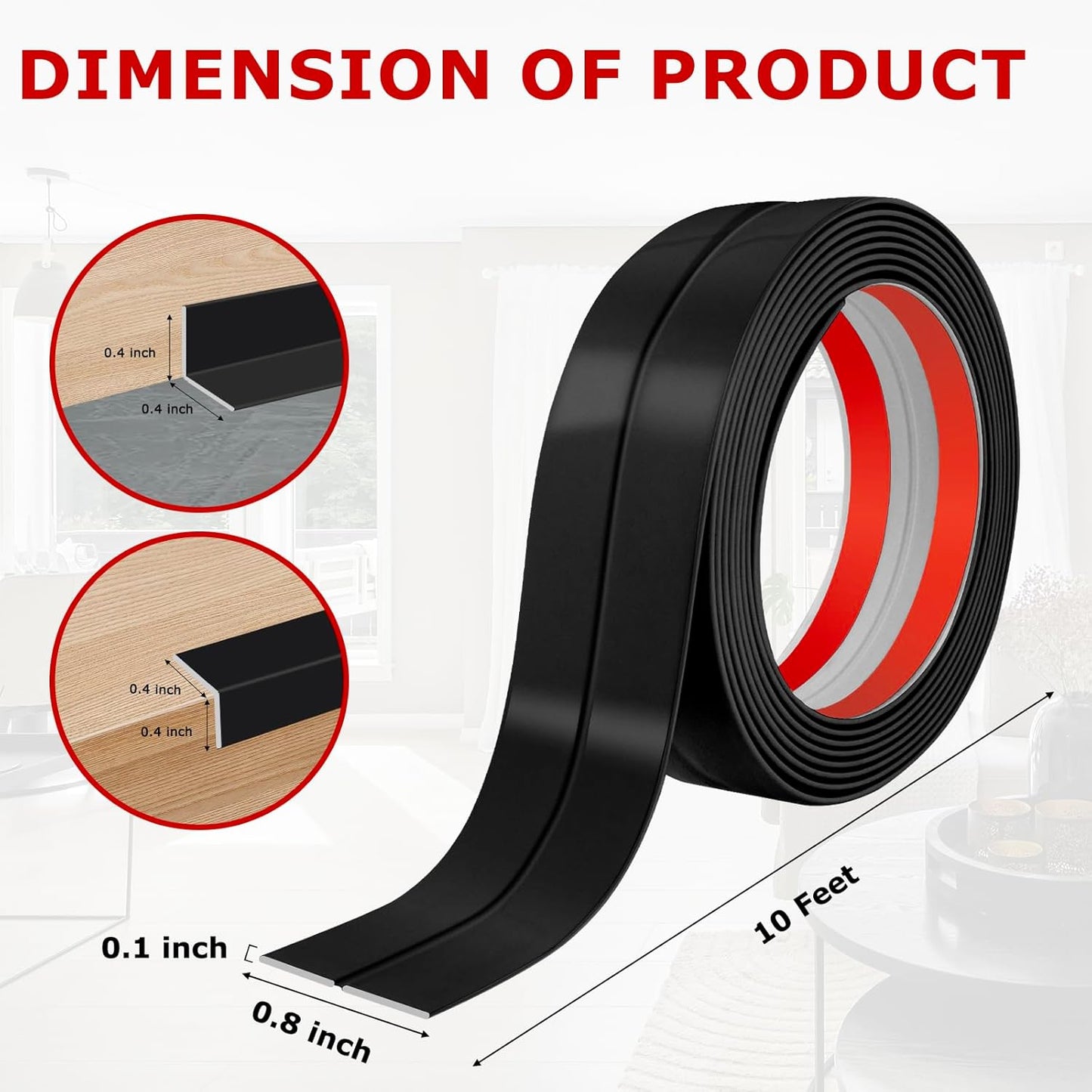 Flexible Wall Corner Protector Moulding Trim Peel and Stick Wall Corner Guards Edge Protector Self Adhesive Molding Trim Strip for Edge Ceiling (Black, 0.8 in x 10 Ft)