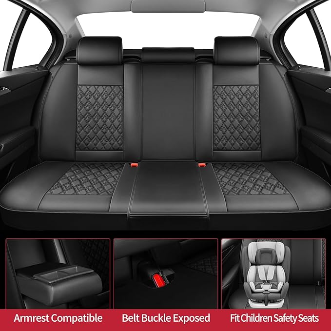 Fit Palisade Car Seat Covers for Hyundai Palisade 2000-2025 2026 - Upgraded Premium Waterproof & Breathable Leather, Airbag Compatible, All-Weather Seat Cushion Protector (Full Set, Black)