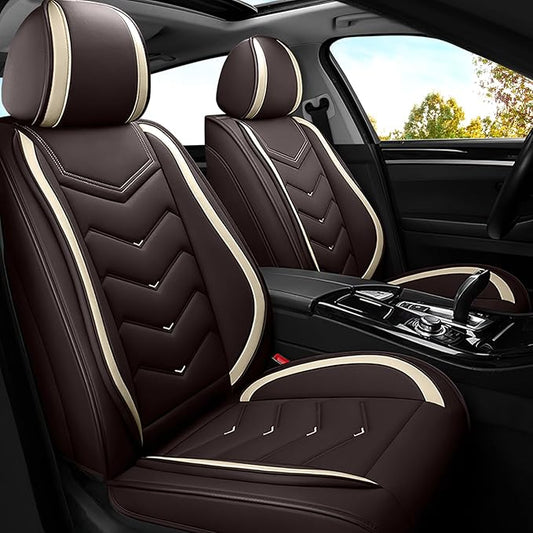 Car Seat Covers for KIA Sedona 2003-2021, Premium Nappa Leather Car Seat Cover, Stylish Sport Seat Covers， Automobile Seat Cover Sets.(Standard 2 Seats/Coffee Color)