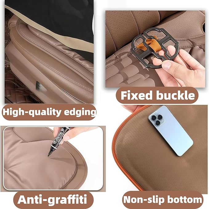 Car Seat Cushion, 2025 New Skin-Friendly Leather Seat Cushions, Breathable Dirt-Repellent Memory Foam Pad for Most Auto & Office Chairs (Orange)