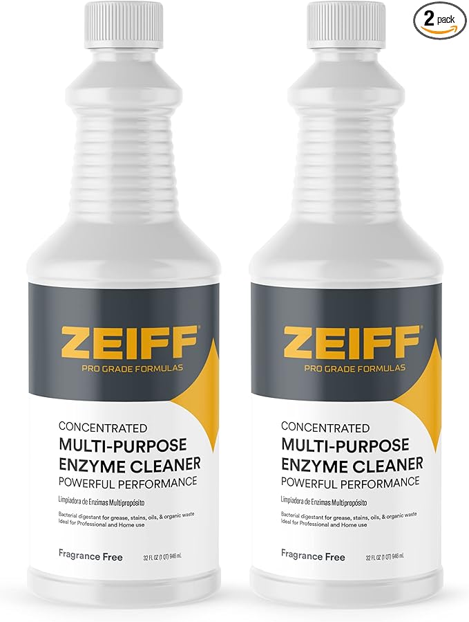 Zeiff Pro-Grade Multi-Purpose Probiotic Enzyme Cleaner - Powerful Cleaning & Odor Eliminating Formula For Professional & Home Surfaces - 32 Ounce - Fragrance Free, 2 Pack