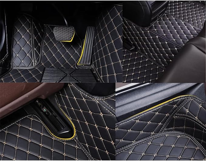 Custom Personalized Floor Mats for Cars，Luxury Full Coverage All Weather Car Floor Mats，Anti-Slip Leather Car Mat Set ，Custom Floor Mats for 99% of Cars, Trucks & SUVs (3D Green and Black)