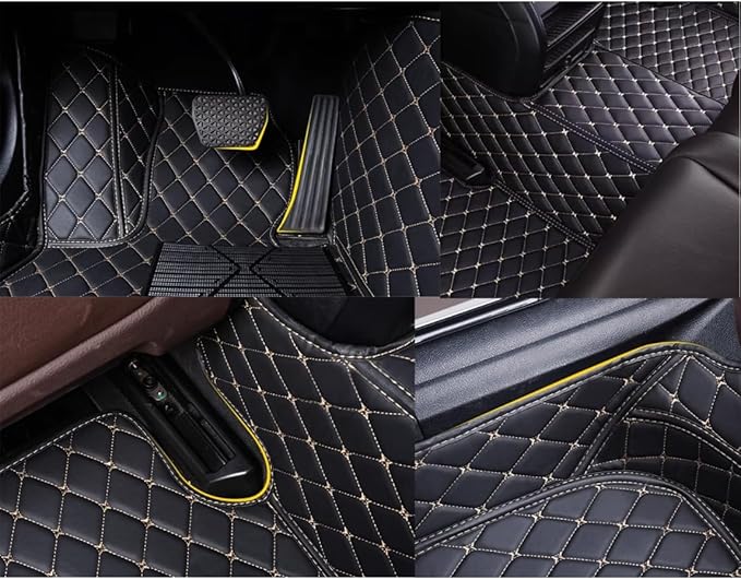 Custom Personalized Floor Mats for Cars，Luxury Full Coverage All Weather Car Floor Mats，Anti-Slip Leather Car Mat Set ，Custom Floor Mats for 99% of Cars, Trucks & SUVs (red White)