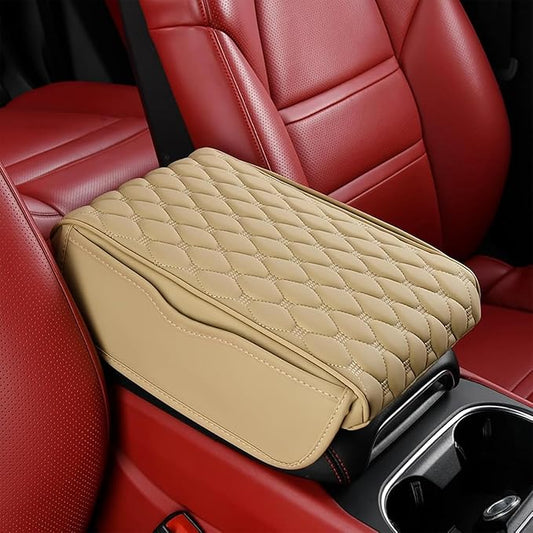 Car Center Console Cushion Pad for Hyundai Elantra 2017-2020, Leather Armrest Box Pad Armrest Cover Arm Rest Cover Pad with 2 Storage Bags Waterproof for Most Vehicles Vehicles SUVs