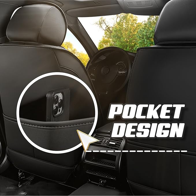 Car Seat Covers for Ford Expedition 2000-2026, Premium Nappa Leather Car Seat Cover, Stylish Sport Seat Covers， Automobile Seat Cover Sets.(Luxury 2 Seats/Black Red)