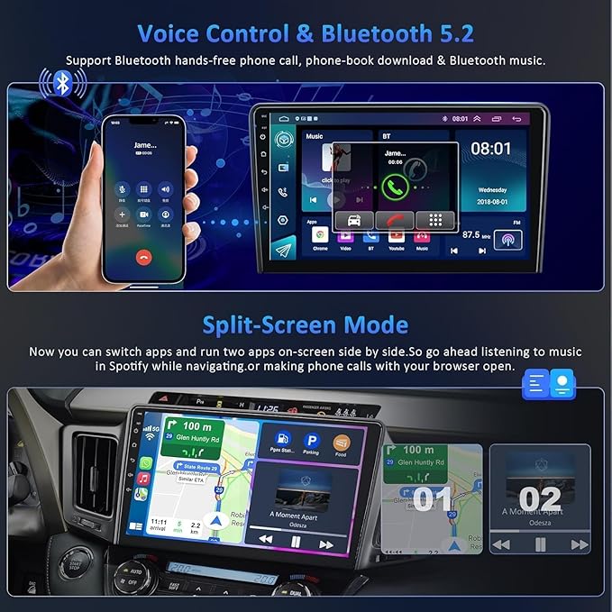 4GB+64GB Android 13 Car Radio for Toyota RAV4 2013-2018, 10.2 Inch Touch Screen Support Wireless CarPlay & Android Auto, Bluetooth 5.2 & Voice Control,GPS & WiFi, Backup Camera Car Stereo
