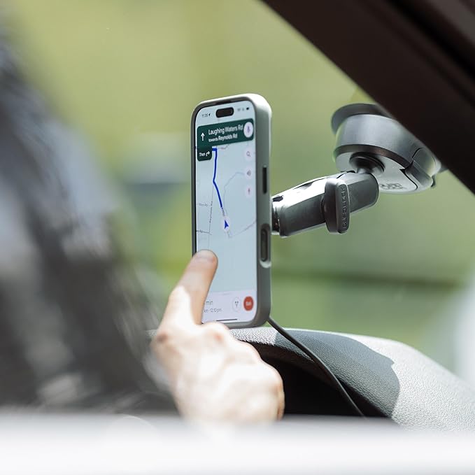 Quad Lock Heavy Duty Suction Car Phone Mount with MAG Phone Case and MAG Wireless Charging Head for iPhone 15