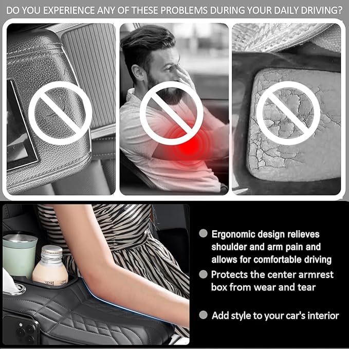 Car Armrest Cover for BMW M440i 2020 2021 2022 2023 2024 2025 2026, Center Console Cover Mat Armrest Seat Box Cover Cushion Console Pad Interior Accessories,B