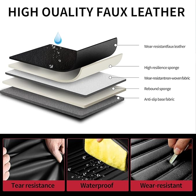 Fit Santa Cruz Car Seat Covers for Hyundai Santa Cruz 2022-2025 2026-Upgraded Premium Waterproof & Breathable Leather, Airbag Compatible, All-Weather Seat Cushion Protector (2 Front/Black)