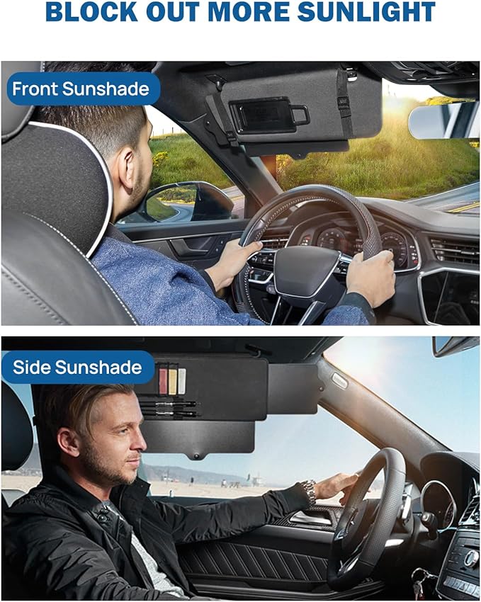 JOYTUTUS Sun Visor Extender, Sun Visor for Car Protects from Anti-Glare, UV Rays, Universal Fit for Car