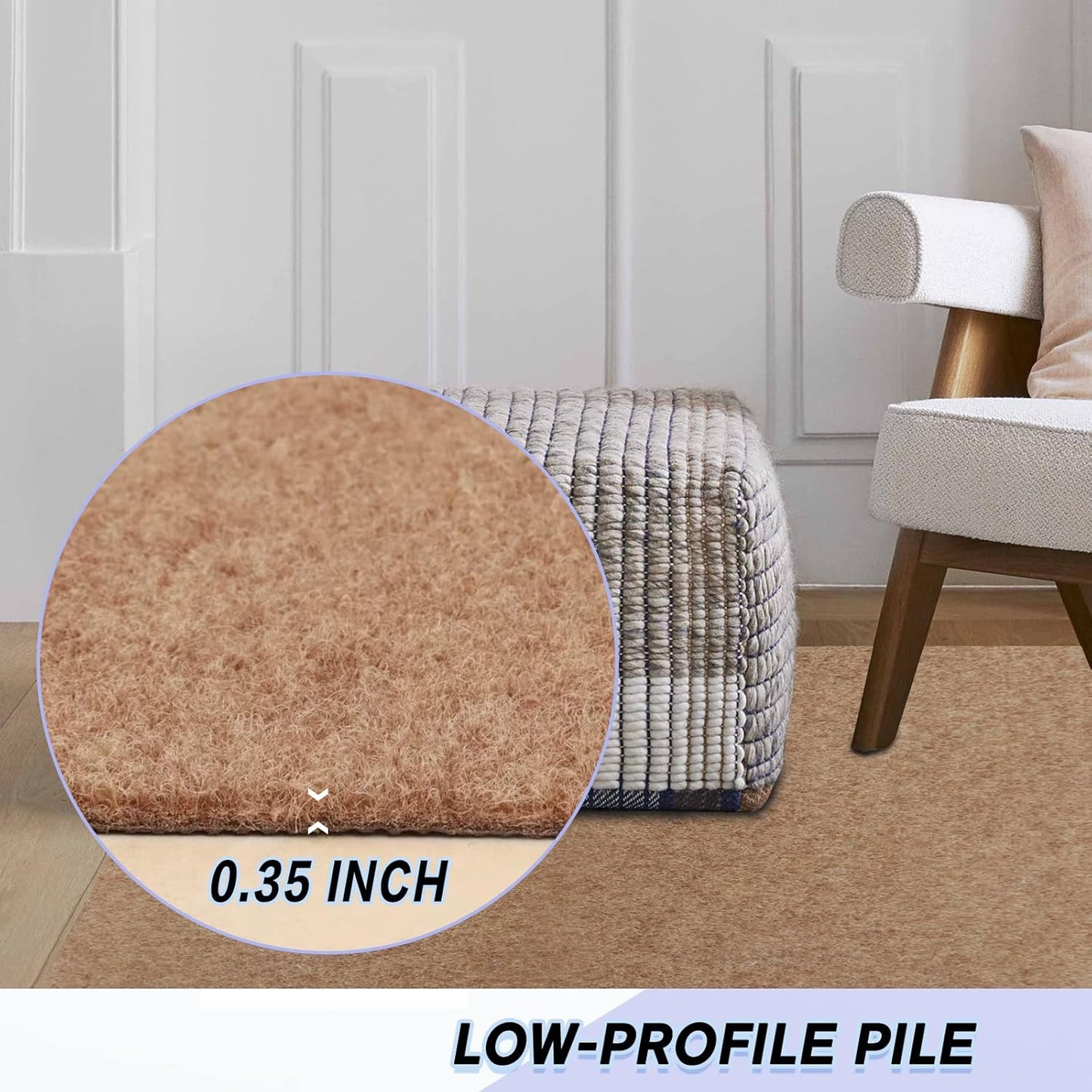 Custom Size Backed Non-Slip Area Rugs Runner, Easy Clean, Waterproof Runner Rugs for Hallway Entryway, Kitchen, Laundry, 4FT x 65FT, Beige