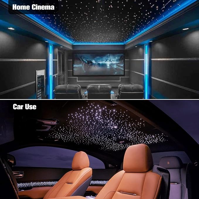 CHINLY 550pcs Starlight Headliner Kit, Upgraded Twinkle Lights, RGBW Fiber Optic Lights, Car Star Lights for Ceiling Car Theater, 0.03in 9.8ft