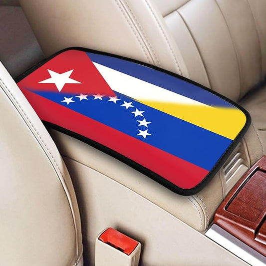 Venezuela Venezuelan Cuba Cuban Flag Auto Center Console Armrest Cover Car Handrail Box Cushion Pad Mat Universal Fit Most Vehicle Sedan Truck SUV Soft Comfort Decor Accessories