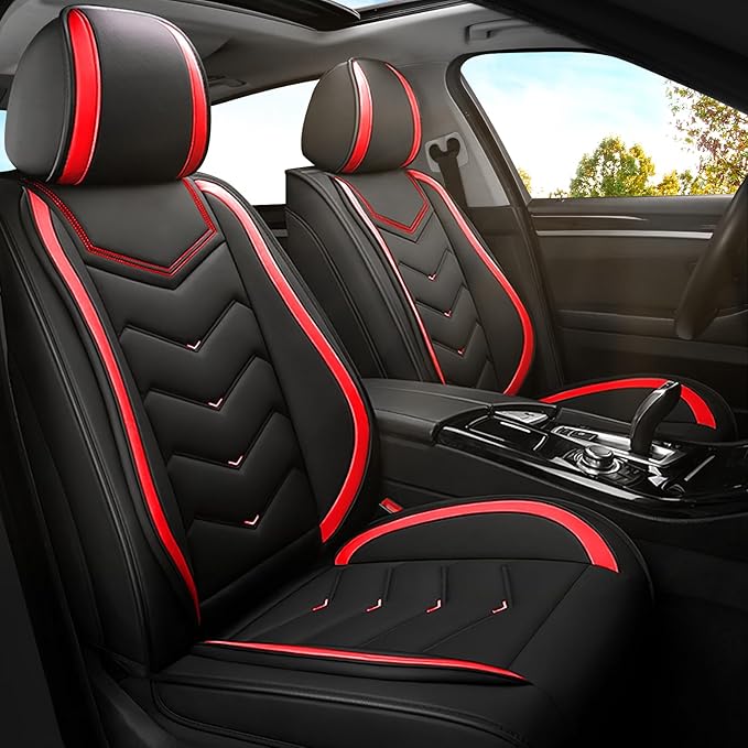 Car Seat Covers for Mercedes-Benz S-Class 2005-2026, Premium Nappa Leather Car Seat Cover, Stylish Sport Seat Covers， Automobile Seat Cover Sets.(Standard 2 Seats/Black Red)