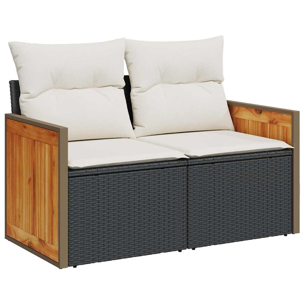 vidaXL Garden Sofa Set Black and White