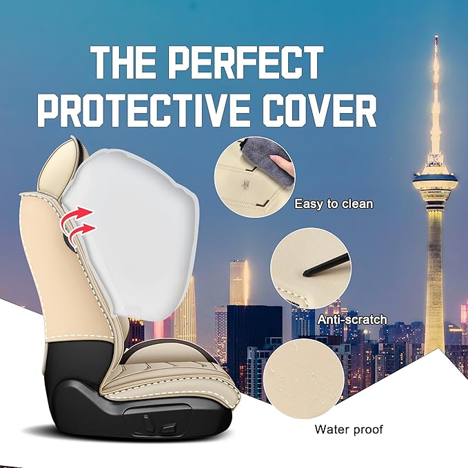 CTDS Car Seat Covers for Toyota Corolla 2000-2026, Stylish Sport Seat Cover, Premium Nappa Leather Car Seat Cover. Automobile Seat Covers Sets.(Standard 5 Seats/Beige)