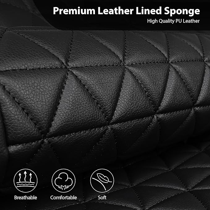 CAR PASS Bling Diamond Leather Car Seat Covers Full Seats Interior Sets, Waterproof Shining Glitter Sparkly Crystal Universal Armrest Fit Automotive Truck SUV Cute Women Girl, Black Purple Rhinestone