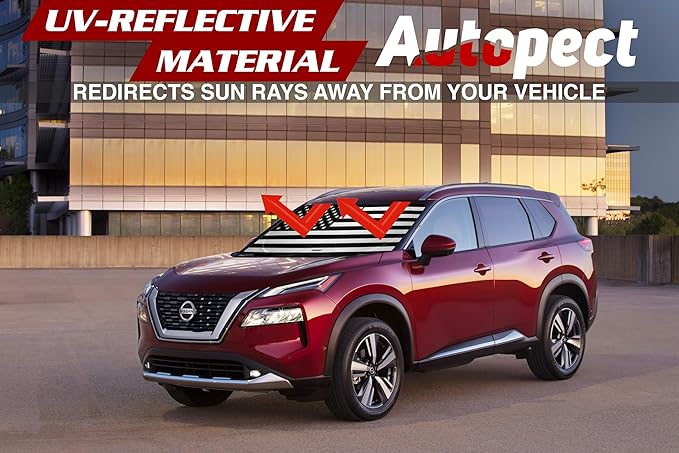 Windshield Sun Shade - American Flag Design, High-Resolution Sun Visor for Car, Truck, SUV with Mirror Cut-Out for Interior Sun Protection, Foldable Car Sun Shade (Black and White, Large)
