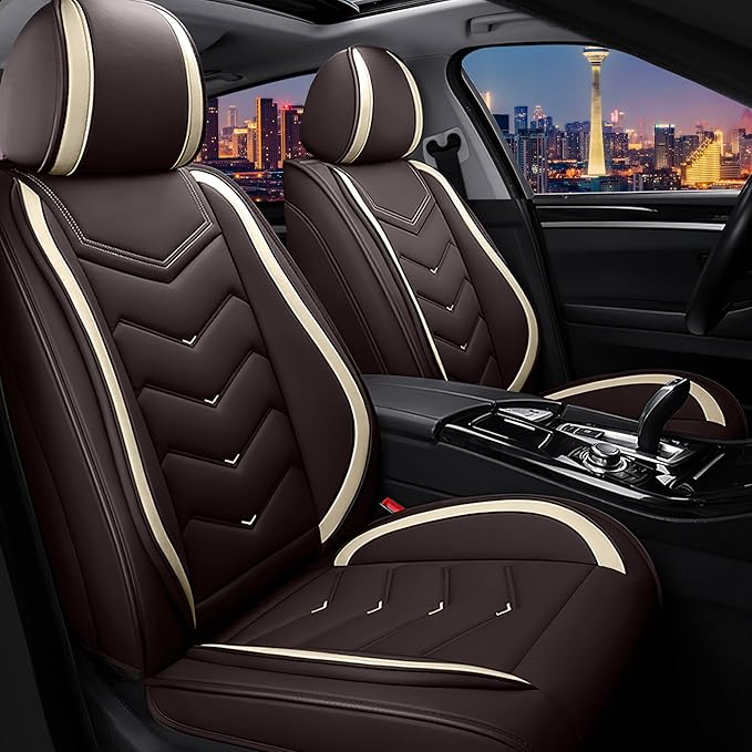 CTDS Car Seat Covers for Honda HR-V 2016-2026, Stylish Sport Seat Cover, Premium Nappa Leather Car Seat Cover. Automobile Seat Covers Sets.(Standard 2 Seats/Coffee Color)